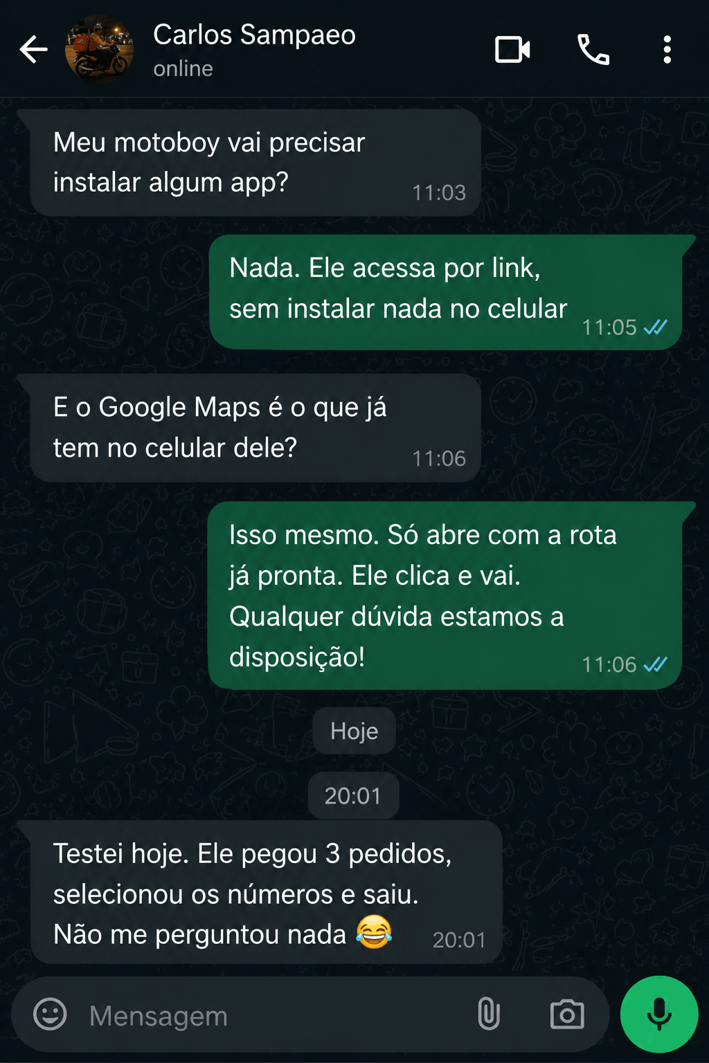 Conversa WhatsApp real